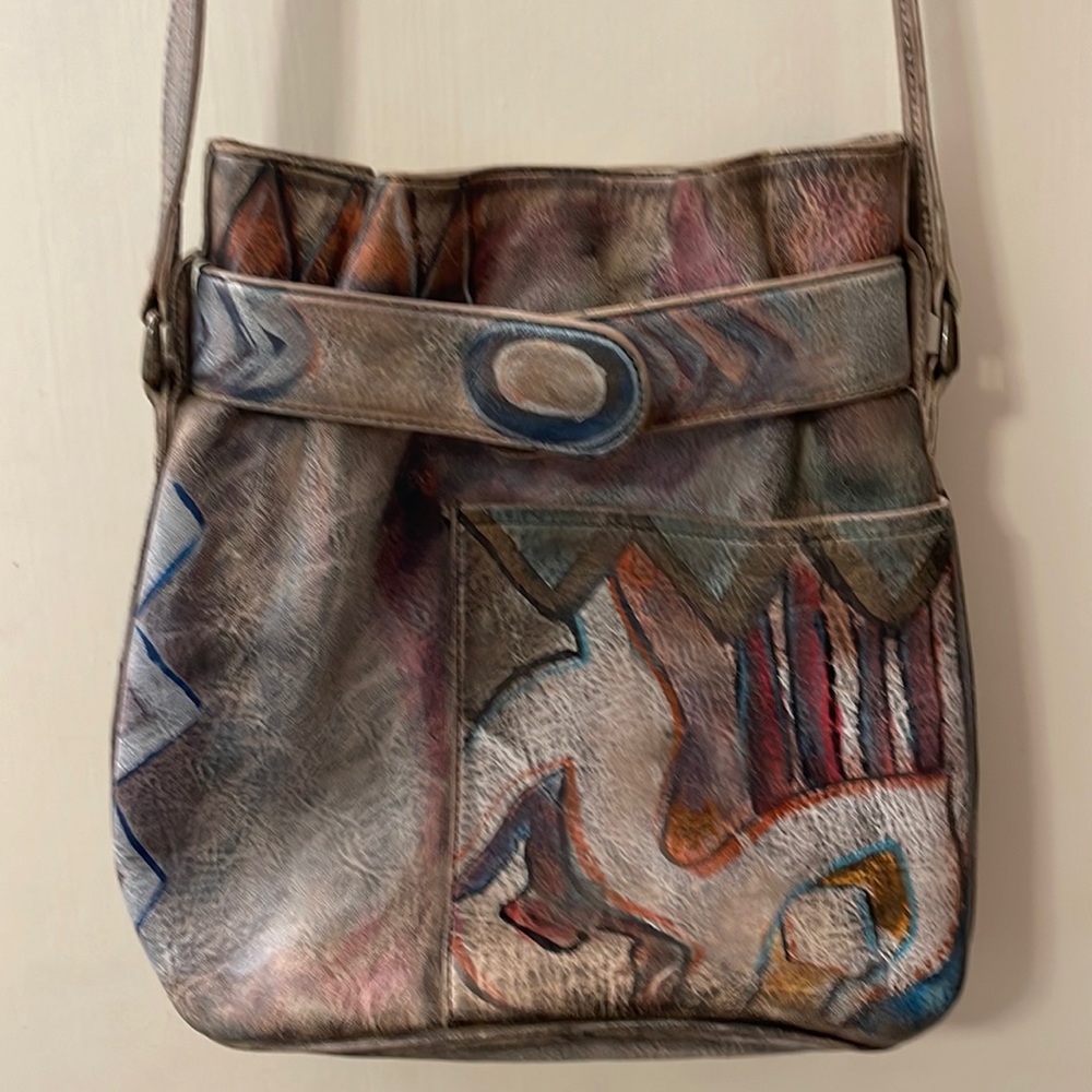 Jane Yoo Hand Painted Shoulder Purse